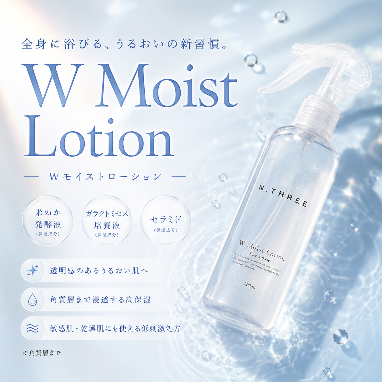 W Moist Lotion(ダブル モイスト ローション)｜セラミド×コメヌカ発酵液 高保湿ミスト